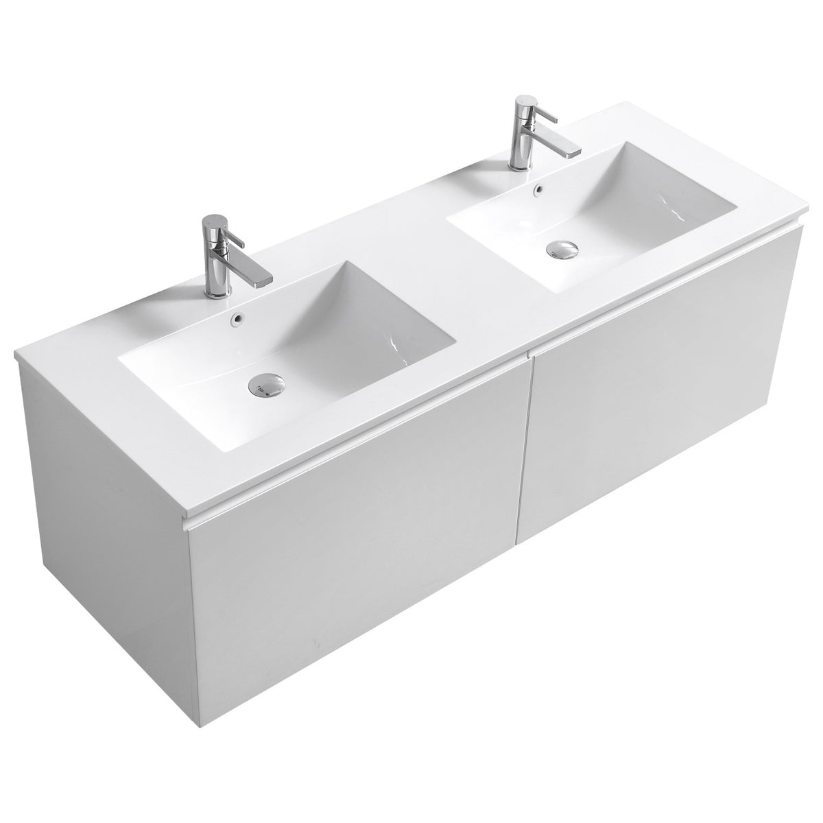 KUBEBATH 60″ BALLI MODERN BATHROOM VANITY IN Gloss White FINISH - Double Sink - Gloss White (BALLI60D-GW)