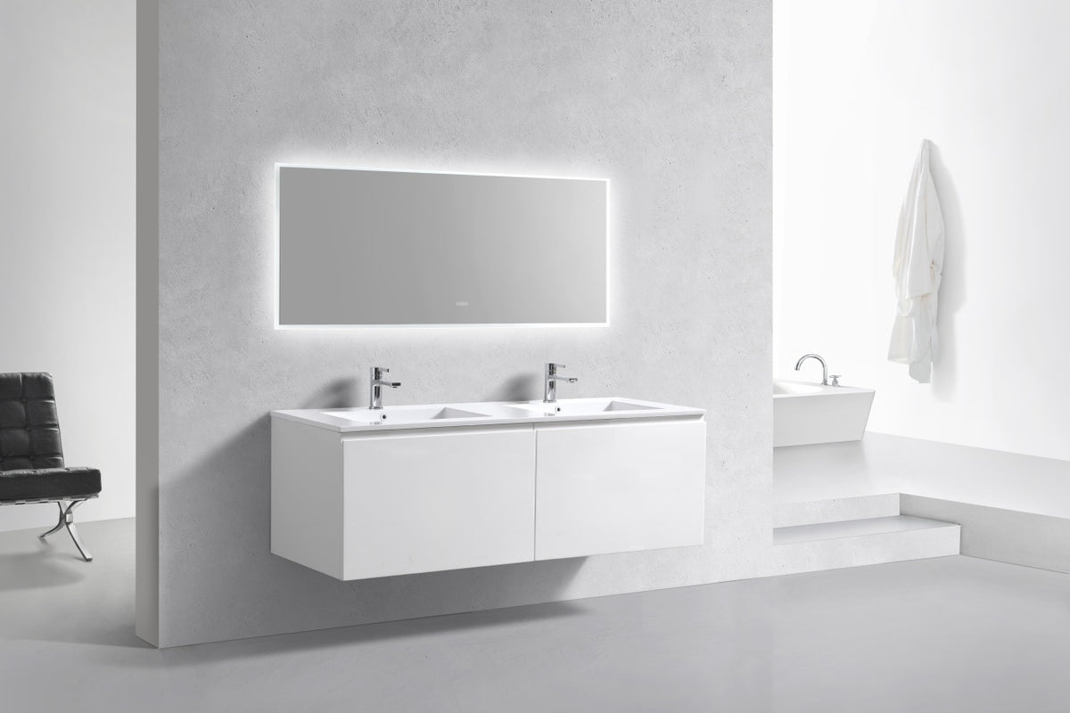 KUBEBATH 60″ BALLI MODERN BATHROOM VANITY IN Gloss White FINISH - Double Sink - Gloss White (BALLI60D-GW) view 2