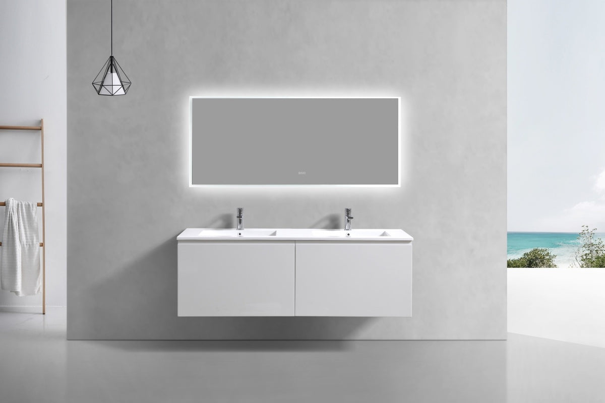KUBEBATH 60″ BALLI MODERN BATHROOM VANITY IN Gloss White FINISH - Double Sink - Gloss White (BALLI60D-GW) view 3