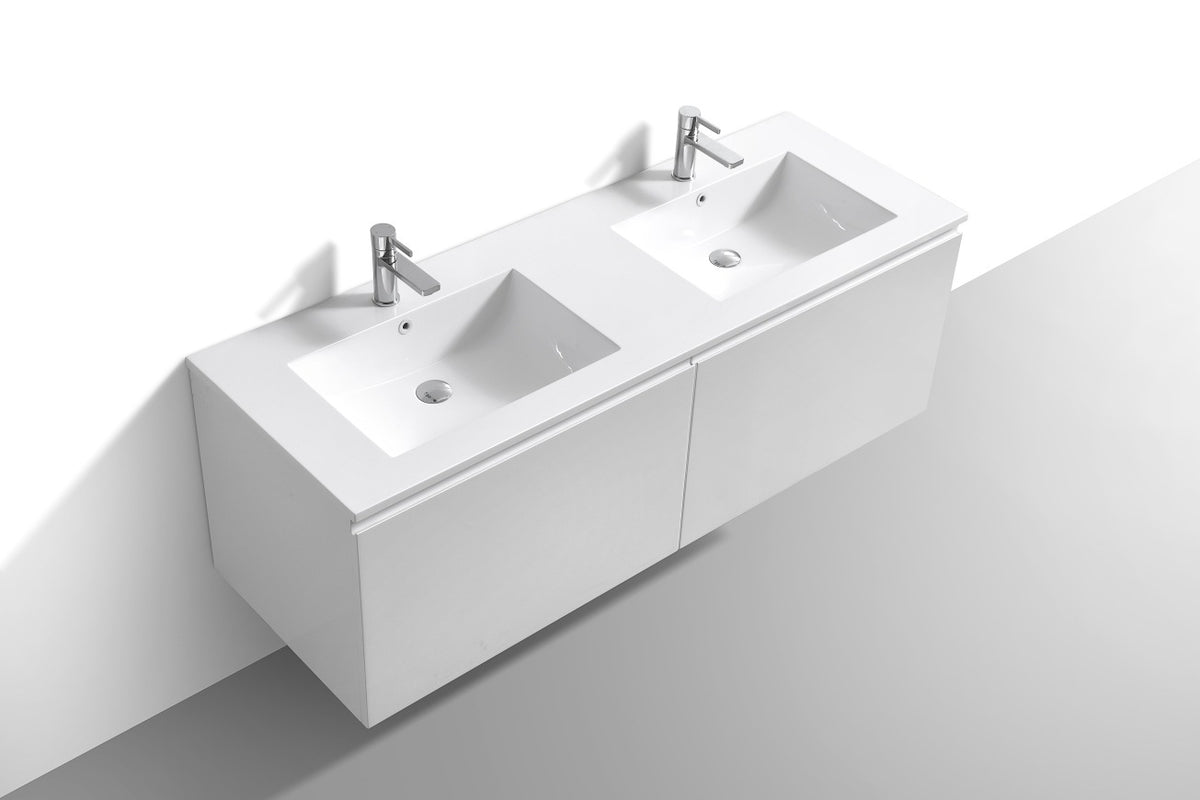 KUBEBATH 60″ BALLI MODERN BATHROOM VANITY IN Gloss White FINISH - Double Sink - Gloss White (BALLI60D-GW) view 4