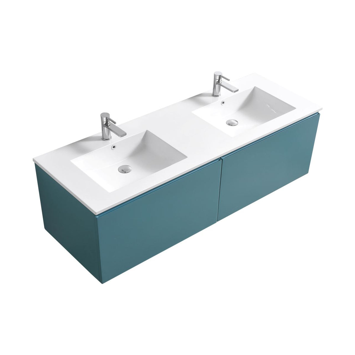 KUBEBATH 71.25″ BALLI MODERN BATHROOM VANITY - Double Sink - Teal Green (BALLI72-TG)
