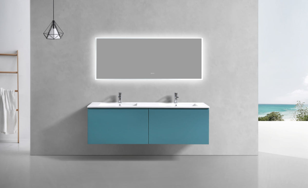 KUBEBATH 71.25″ BALLI MODERN BATHROOM VANITY - Double Sink - Teal Green (BALLI72-TG) view 2
