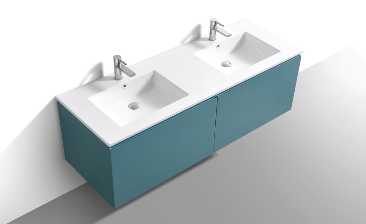 KUBEBATH 71.25″ BALLI MODERN BATHROOM VANITY - Double Sink - Teal Green (BALLI72-TG) view 4