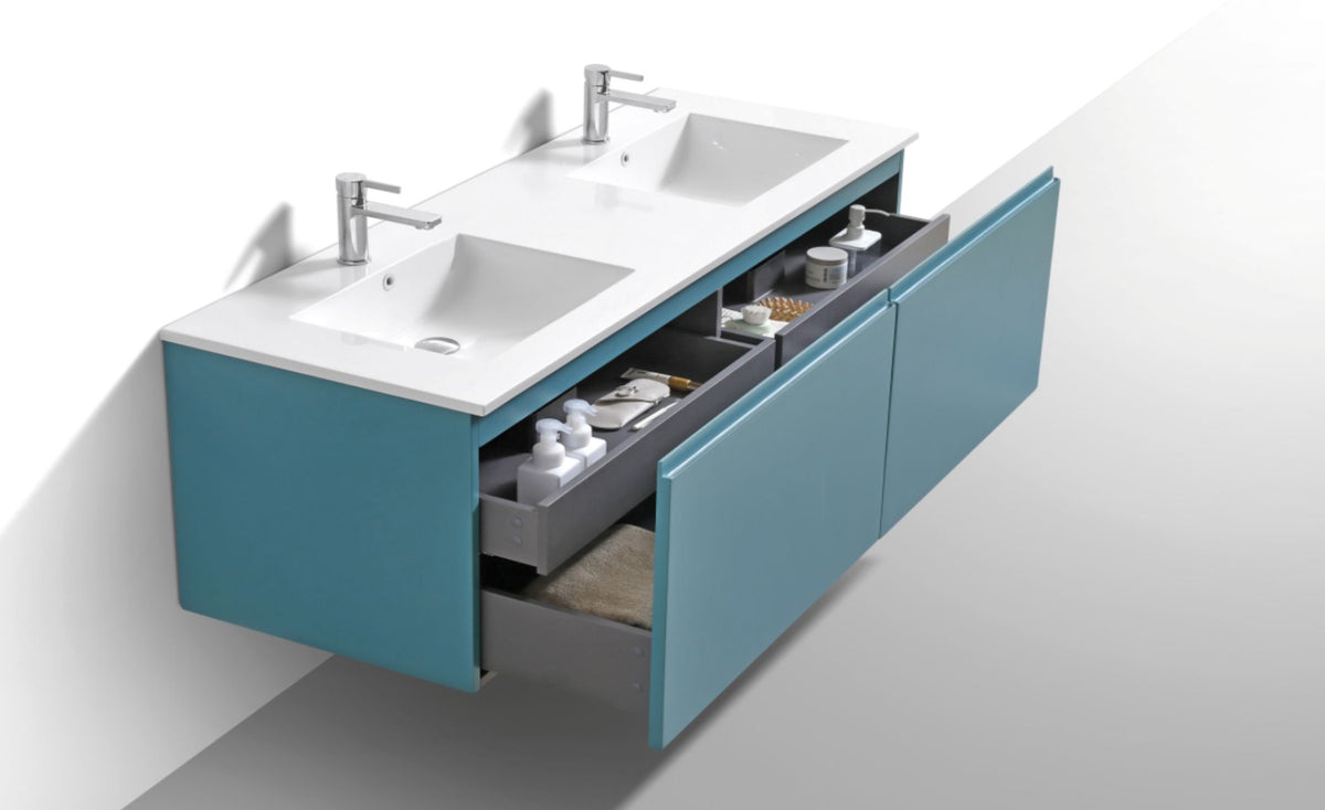 KUBEBATH 71.25″ BALLI MODERN BATHROOM VANITY - Double Sink - Teal Green (BALLI72-TG) view 5