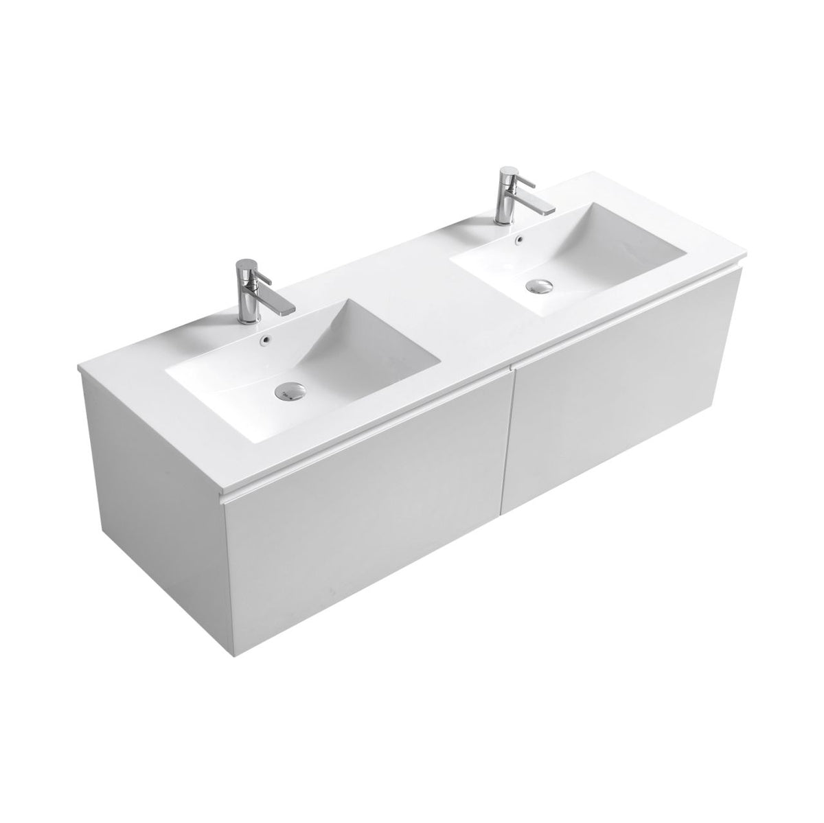 KUBEBATH 71.25″ BALLI MODERN BATHROOM VANITY - Double Sink - Gloss White (BALLI72-GW)