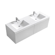 KUBEBATH 71.25″ BALLI MODERN BATHROOM VANITY - Double Sink - Gloss White (BALLI72-GW)