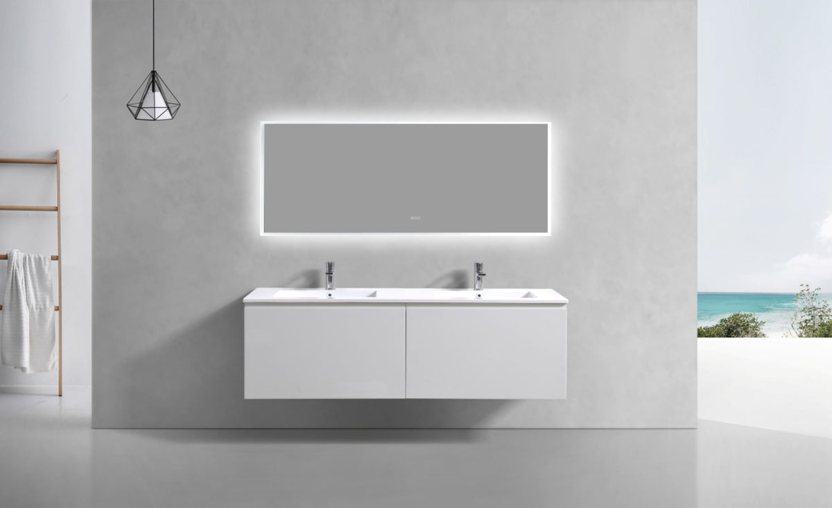 KUBEBATH 71.25″ BALLI MODERN BATHROOM VANITY - Double Sink - Gloss White (BALLI72-GW) view 2