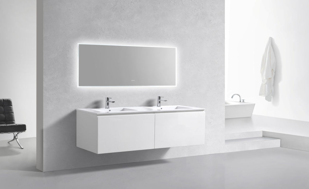 KUBEBATH 71.25″ BALLI MODERN BATHROOM VANITY - Double Sink - Gloss White (BALLI72-GW) view 3