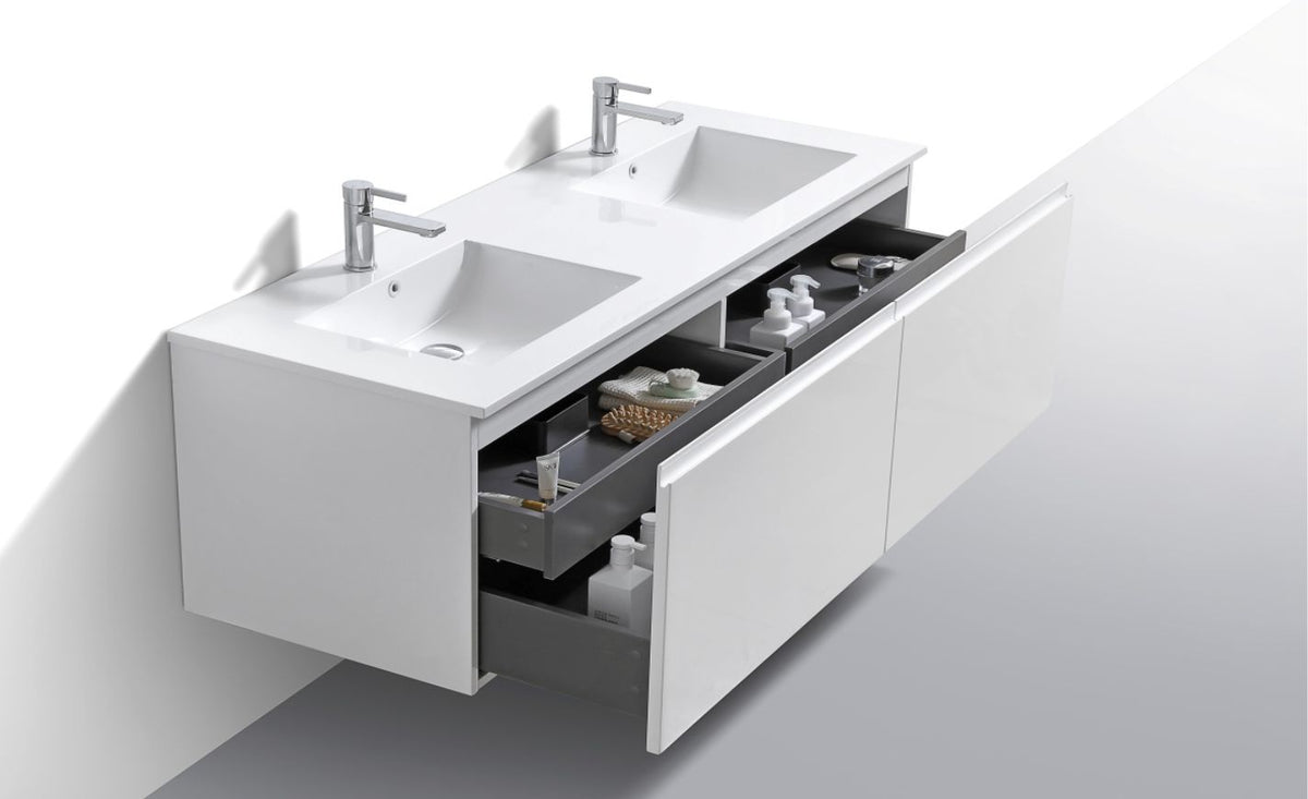 KUBEBATH 71.25″ BALLI MODERN BATHROOM VANITY - Double Sink - Gloss White (BALLI72-GW) view 5