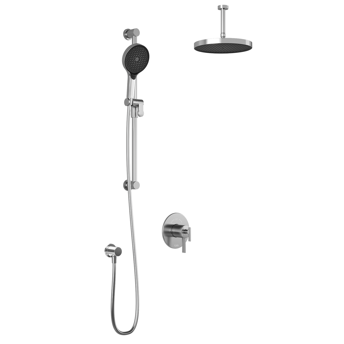 Kalia RoundOne TCD1 PLUS (Valve Not Included) : AQUATONIK T/P Coaxial Shower System with Vertical Ceiling Arm Chrome BF1637-110-101