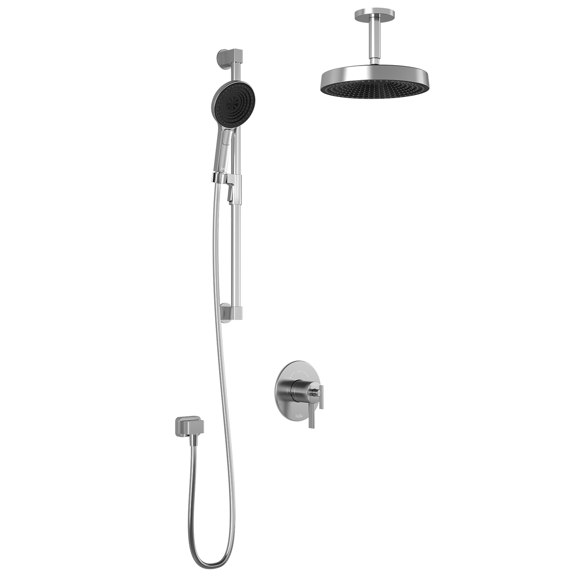 Kalia RoundOne TCD1 PREMIA (Valve Not Included) : AQUATONIK T/P Coaxial Shower System with Vertical Ceiling Arm Chrome BF1637-110-201