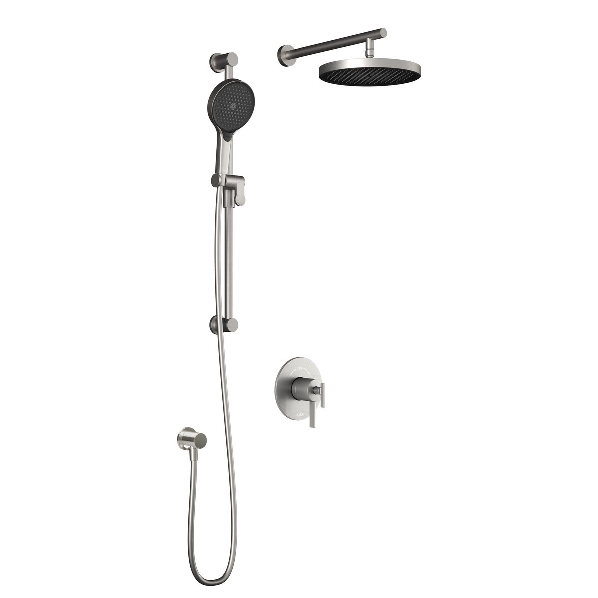 Kalia RoundOne TCD1 PLUS (Valve Not Included) : AQUATONIK T/P Coaxial Shower System with Wallarm Pure Nickel PVD BF1637-125-100
