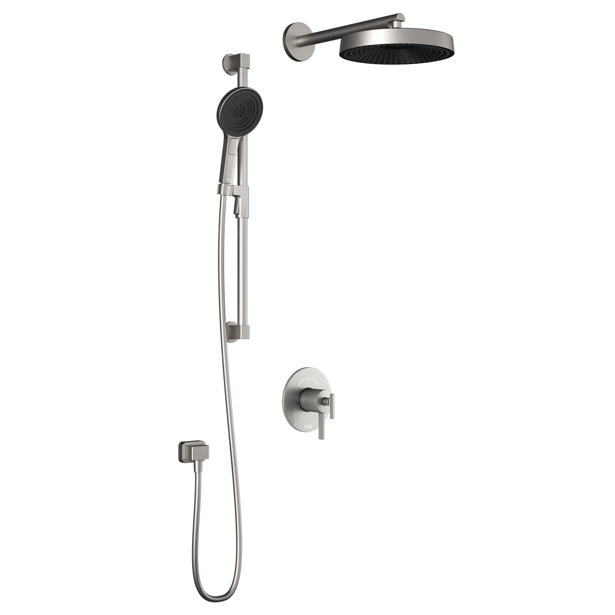 Kalia RoundOne TCD1 PREMIA (Valve Not Included) : AQUATONIK T/P Coaxial Shower System with Wallarm Pure Nickel PVD BF1637-125-200