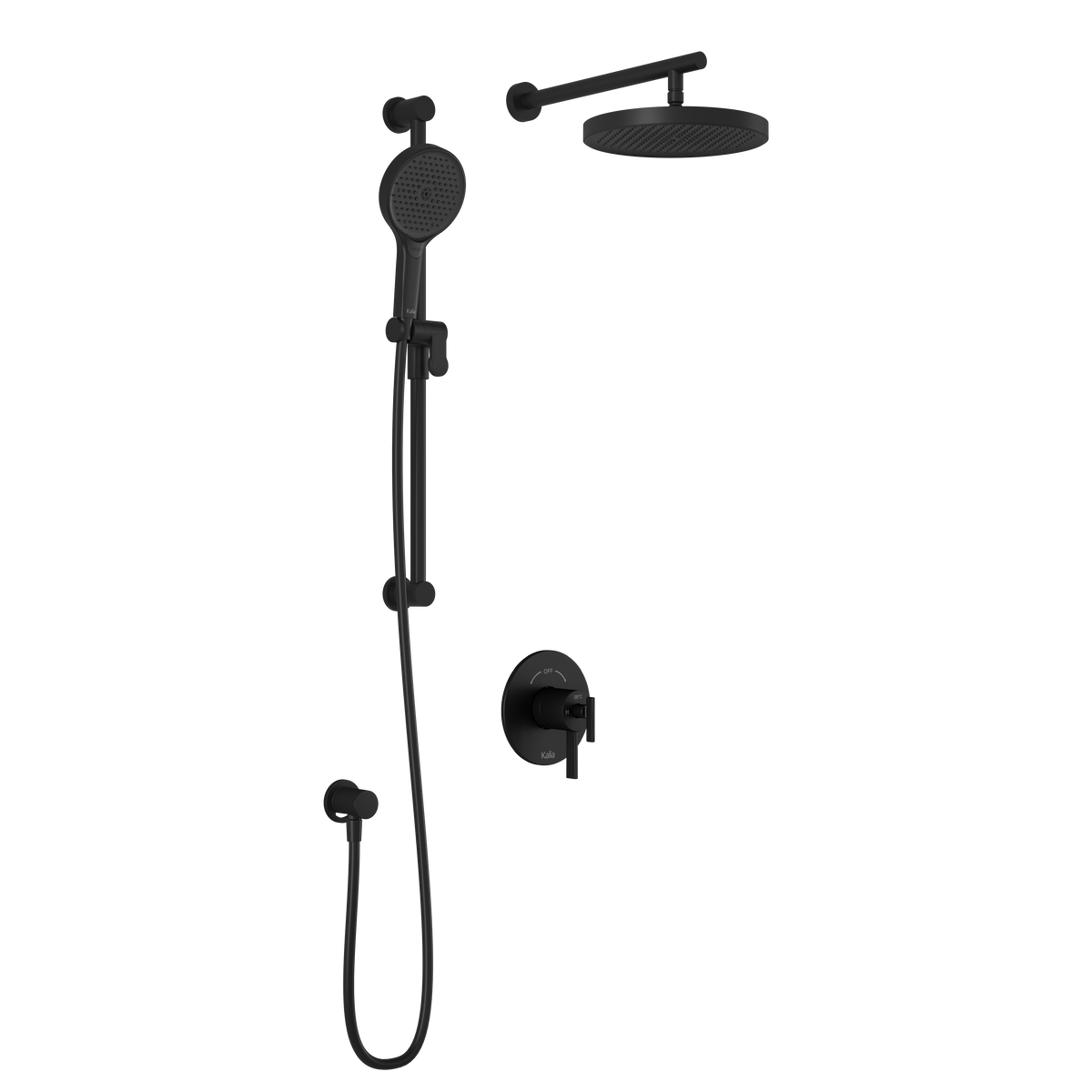 Kalia RoundOne TCD1 PLUS (Valve Not Included) : AQUATONIK T/P Coaxial Shower System with Wallarm Matte Black BF1637-160-100