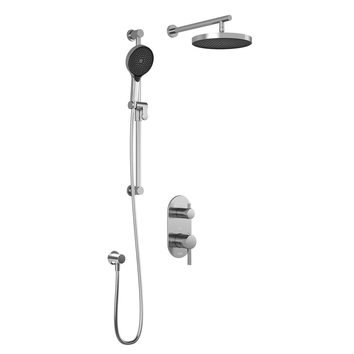 Kalia RoundOne TD2 PLUS (Valve Not Included) : AQUATONIK T/P with Diverter Shower System with Wallarm Chrome BF1639-110-100