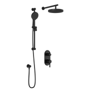 Kalia RoundOne TD2 PLUS (Valve Not Included) : AQUATONIK T/P with Diverter Shower System with Wallarm Matte Black BF1639-160-100
