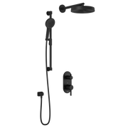 Kalia RoundOne TD2 PREMIA (Valve Not Included) : AQUATONIK T/P with Diverter Shower System with Wallarm Matte Black BF1639-160-200