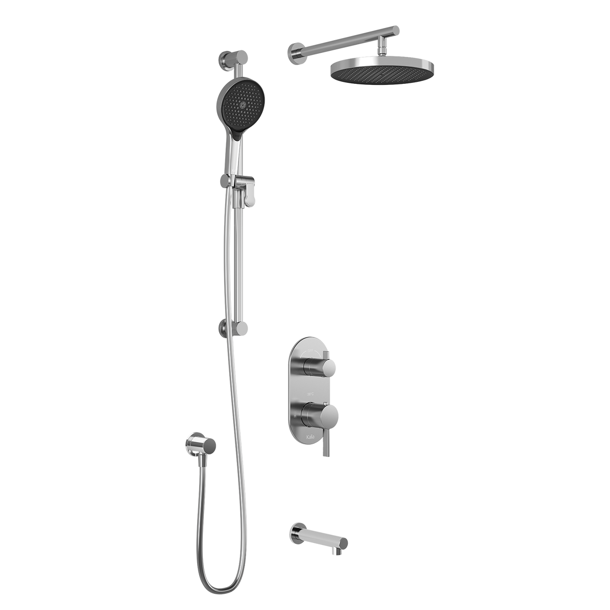 Kalia RoundOne TD3 PLUS (Valve Not Included) : AQUATONIK T/P with Diverter Shower System with Wallarm Chrome BF1643-110-100