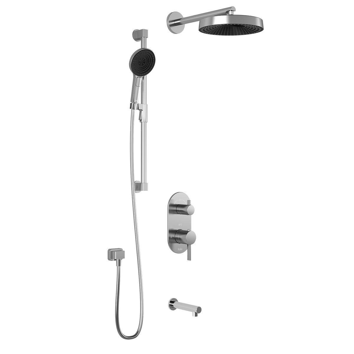 Kalia RoundOne TD3 PREMIA (Valve Not Included) : AQUATONIK T/P with Diverter Shower System with Wallarm Chrome BF1643-110-200