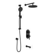 Kalia RoundOne TD3 PLUS (Valve Not Included) : AQUATONIK T/P with Diverter Shower System with Wallarm Matte Black BF1643-160-100