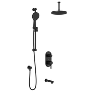 Kalia RoundOne TD3 PLUS (Valve Not Included) : AQUATONIK T/P with Diverter Shower System with Vertical Ceiling Arm Matte Black BF1643-160-101