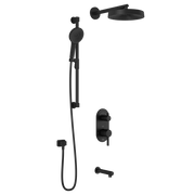 Kalia RoundOne TD3 PREMIA (Valve Not Included) : AQUATONIK T/P with Diverter Shower System with Wallarm Matte Black BF1643-160-200