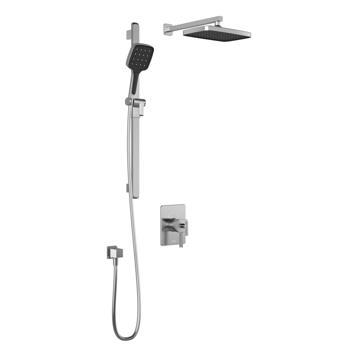 Kalia SquareOne TCD1 PLUS (Valve Not Included) : AQUATONIK T/P Coaxial Shower System with Wallarm Chrome BF1649-110-100