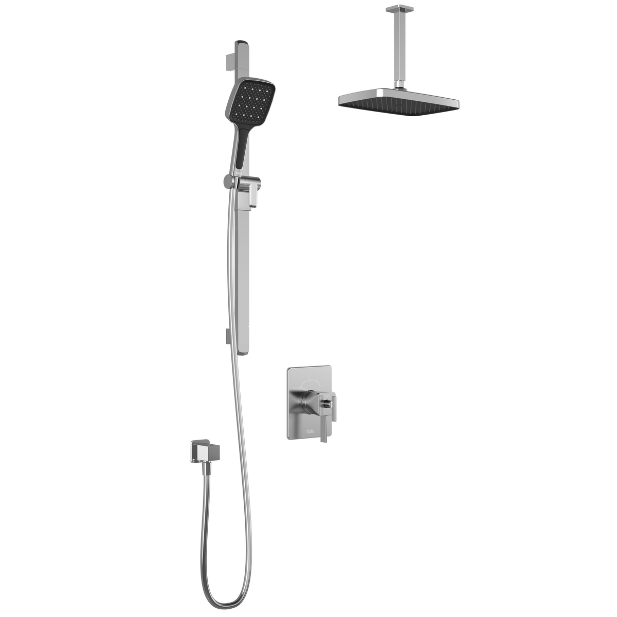 Kalia SquareOne TCD1 PLUS (Valve Not Included) : AQUATONIK T/P Coaxial Shower System with Vertical Ceiling Arm Chrome BF1649-110-101