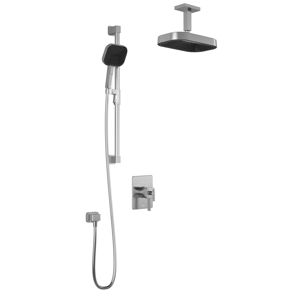 Kalia SquareOne TCD1 PREMIA (Valve Not Included) : AQUATONIK T/P Coaxial Shower System with Vertical Ceiling Arm Chrome BF1649-110-201