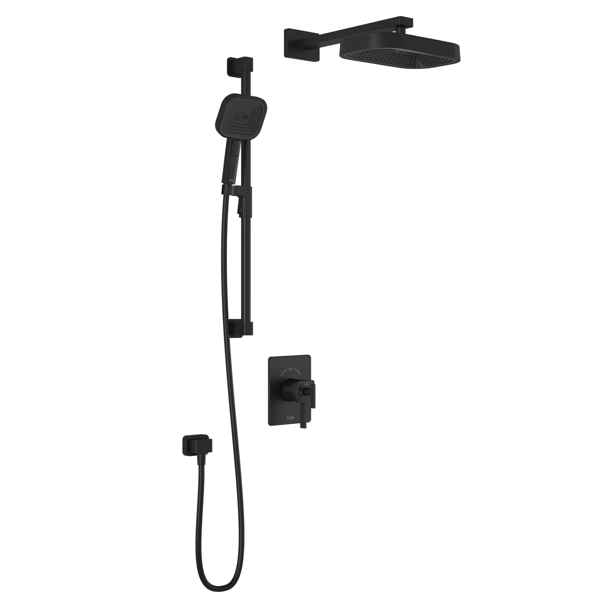 Kalia SquareOne TCD1 PREMIA (Valve Not Included) : AQUATONIK T/P Coaxial Shower System with Wallarm Matte Black BF1649-160-200