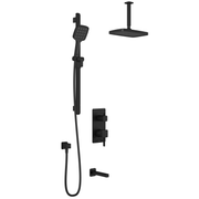 Kalia SquareOne TD3 PLUS (Valve Not Included) : AQUATONIK T/P with Diverter Shower System with Vertical Ceiling Arm Matte Black BF1655-160-101
