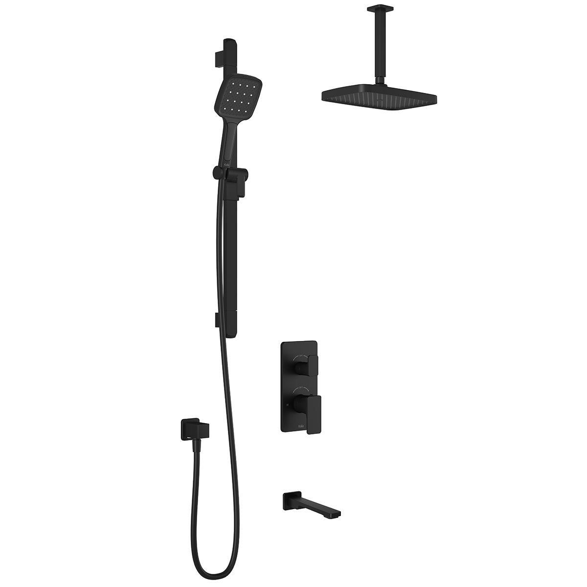 Kalia KAREO TD3 PLUS : AQUATONIK T/P with Diverter Shower System with Vertical Ceiling Arm Matte Black BF1982-160-101
