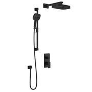 Kalia KAREO TD2 PREMIA (Valve Not Included) : AQUATONIK T/P with Diverter Shower System with Wallarm Matte Black BF1992-160-200