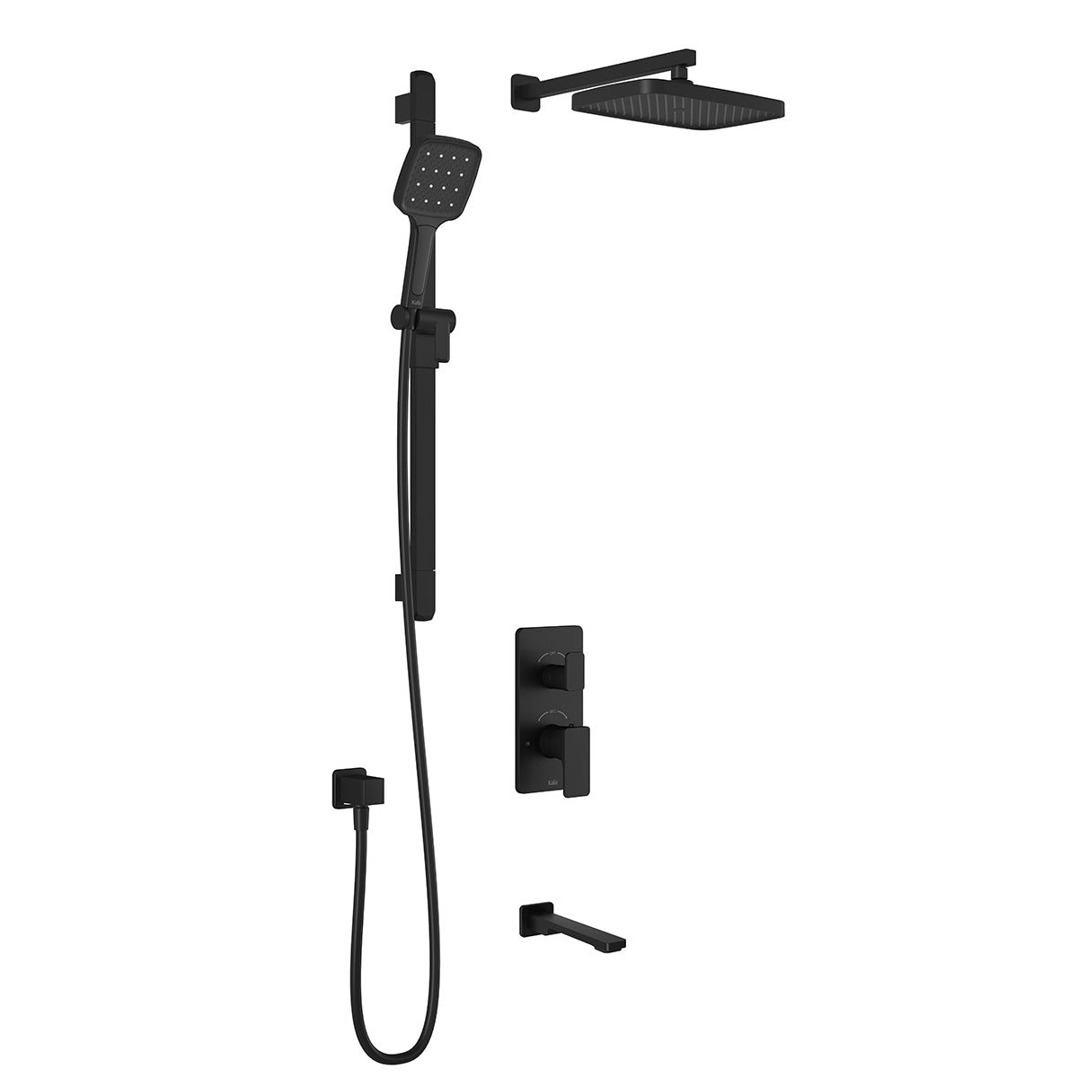 Kalia KAREO TD3 PLUS (Valve Not Included) : AQUATONIK T/P with Diverter Shower System with Wallarm Matte Black BF1993-160-100