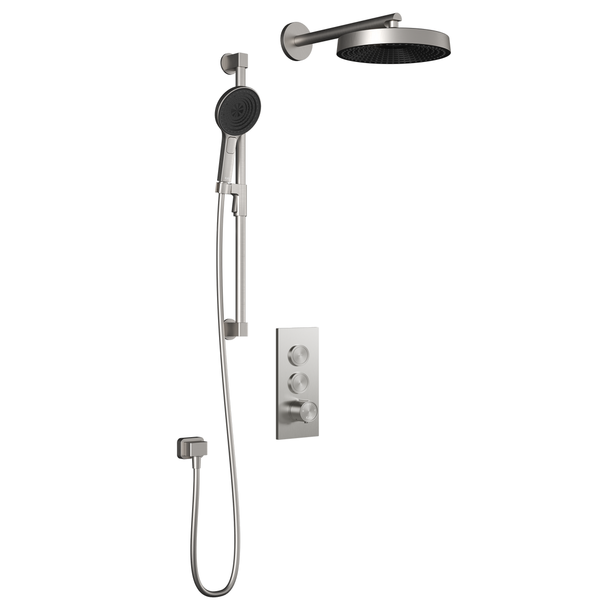 Kalia RoundOne TB2 PREMIA : AQUATONIK T/P Push-Button Shower System with Wallarm Pure Nickel PVD BF2064-125-200