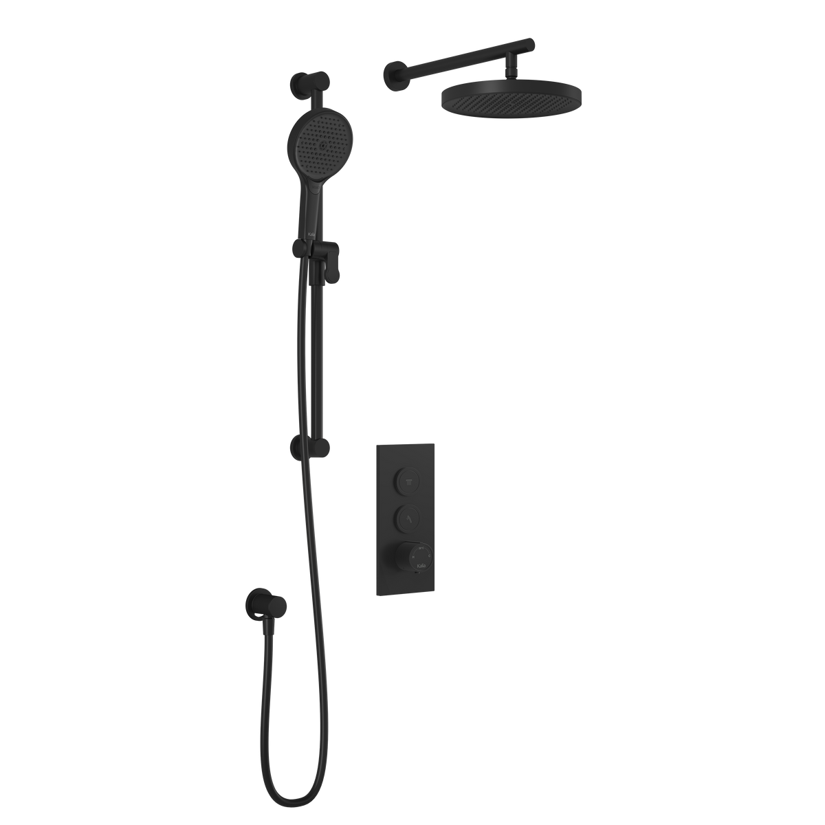 Kalia RoundOne TB2 PLUS : AQUATONIK T/P Push-Button Shower System with Wallarm Matte Black BF2064-160-100