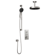 Kalia RoundOne TB2 PREMIA (Valve Not Included) : AQUATONIK T/P Push-Button Shower System with Vertical Ceiling Arm Pure Nickel PVD BF2065-125-201