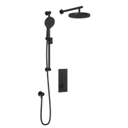 Kalia RoundOne TB2 PLUS (Valve Not Included) : AQUATONIK T/P Push-Button Shower System with Wallarm Matte Black BF2065-160-100