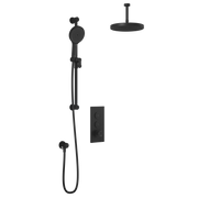 Kalia RoundOne TB2 PLUS (Valve Not Included) : AQUATONIK T/P Push-Button Shower System with Vertical Ceiling Arm Matte Black BF2065-160-101