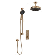 Kalia ELVA TB2 PREMIA (Valve Not Included) : AQUATONIK T/P Push-Button Shower System with Vertical Ceiling Arm Soft Bronze PVD BF2065-185-201
