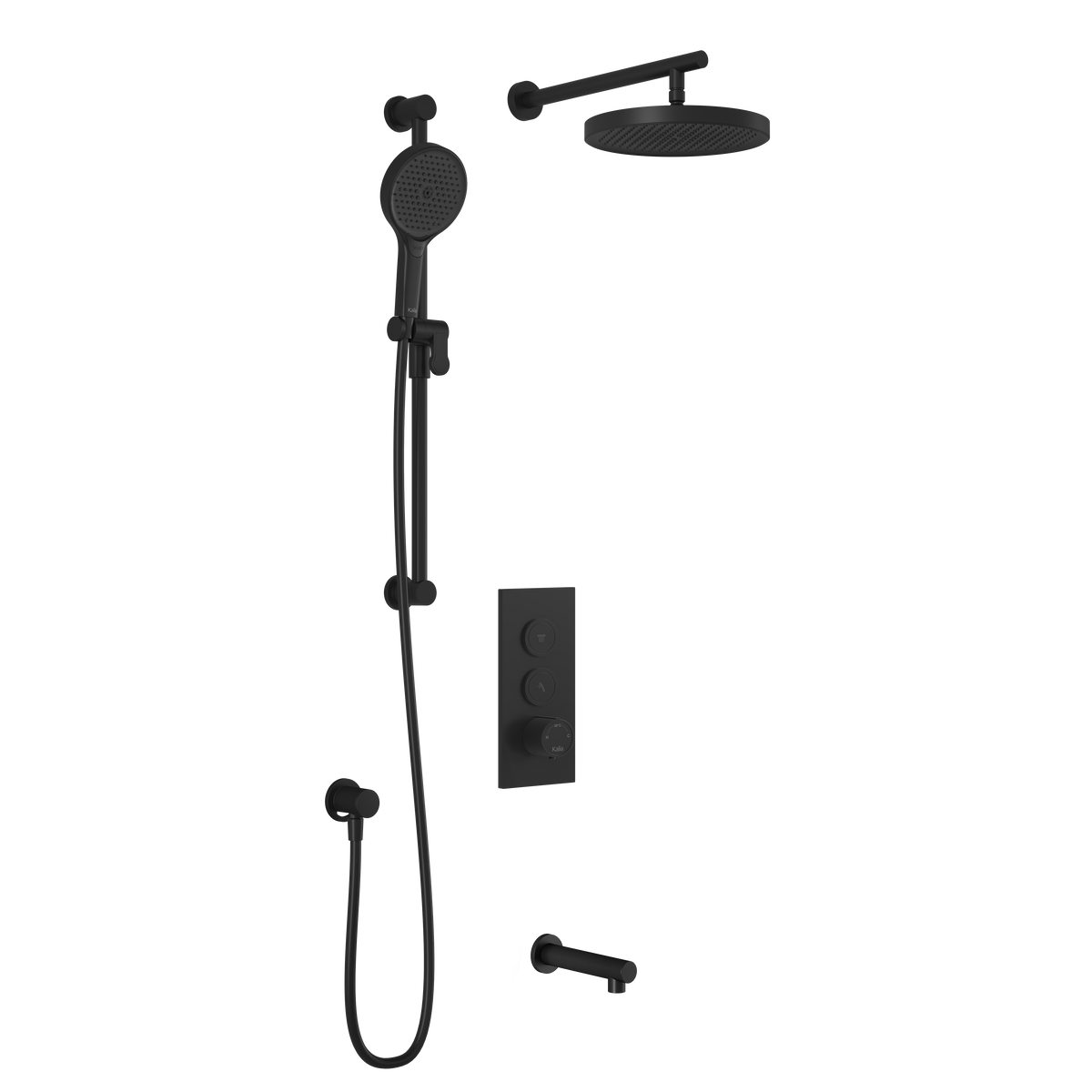 Kalia RoundOne TB3 PLUS : AQUATONIK T/P Push-Button Shower System with Wallarm Matte Black BF2066-160-100