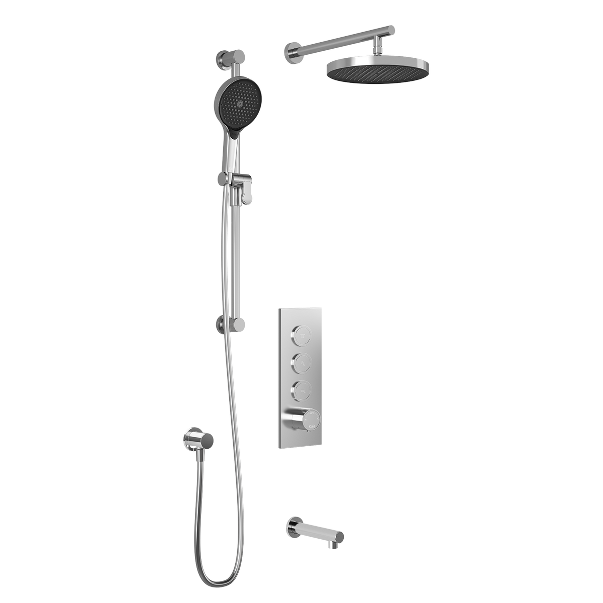 Kalia RoundOne TB3 PLUS (Valve Not Included) : AQUATONIK T/P Push-Button Shower System with Wallarm Chrome BF2067-110-100