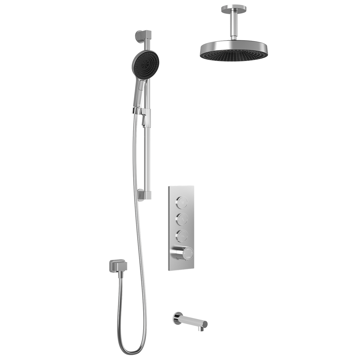 Kalia RoundOne TB3 PREMIA (Valve Not Included) : AQUATONIK T/P Push-Button Shower System with Vertical Ceiling Arm Chrome BF2067-110-201