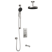 Kalia RoundOne TB3 PREMIA (Valve Not Included) : AQUATONIK T/P Push-Button Shower System with Vertical Ceiling Arm Pure Nickel PVD BF2067-125-201