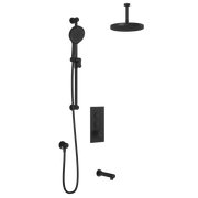 Kalia RoundOne TB3 PLUS (Valve Not Included) : AQUATONIK T/P Push-Button Shower System with Vertical Ceiling Arm Matte Black BF2067-160-101