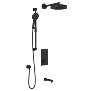 Kalia RoundOne TB3 PREMIA (Valve Not Included) : AQUATONIK T/P Push-Button Shower System with Wallarm Matte Black BF2067-160-200