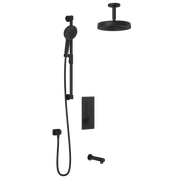 Kalia RoundOne TB3 PREMIA (Valve Not Included) : AQUATONIK T/P Push-Button Shower System with Vertical Ceiling Arm Matte Black BF2067-160-201