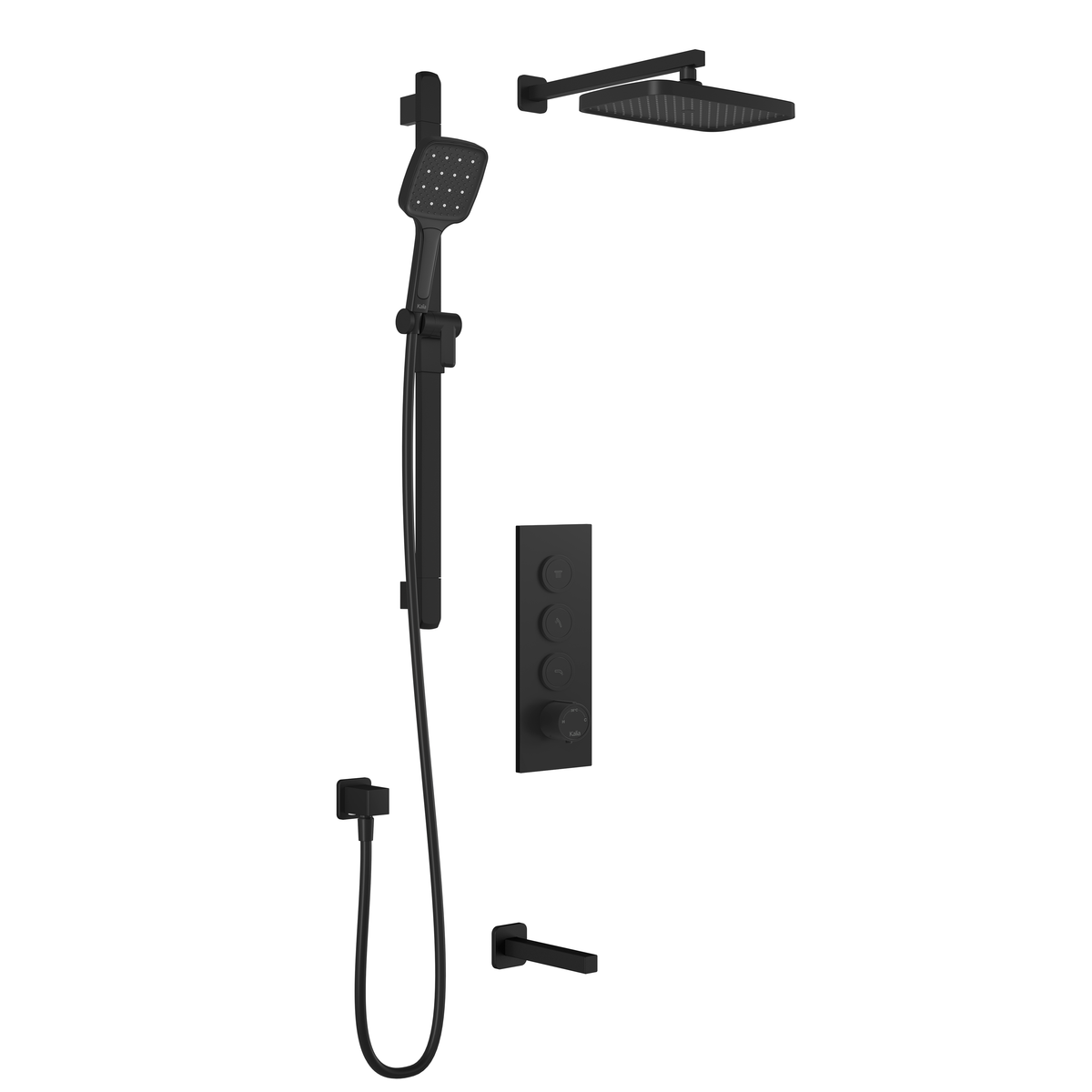 Kalia SquareOne TB3 PLUS : AQUATONIK T/P Push-Button Shower System with Wallarm Matte Black BF2070-160-100