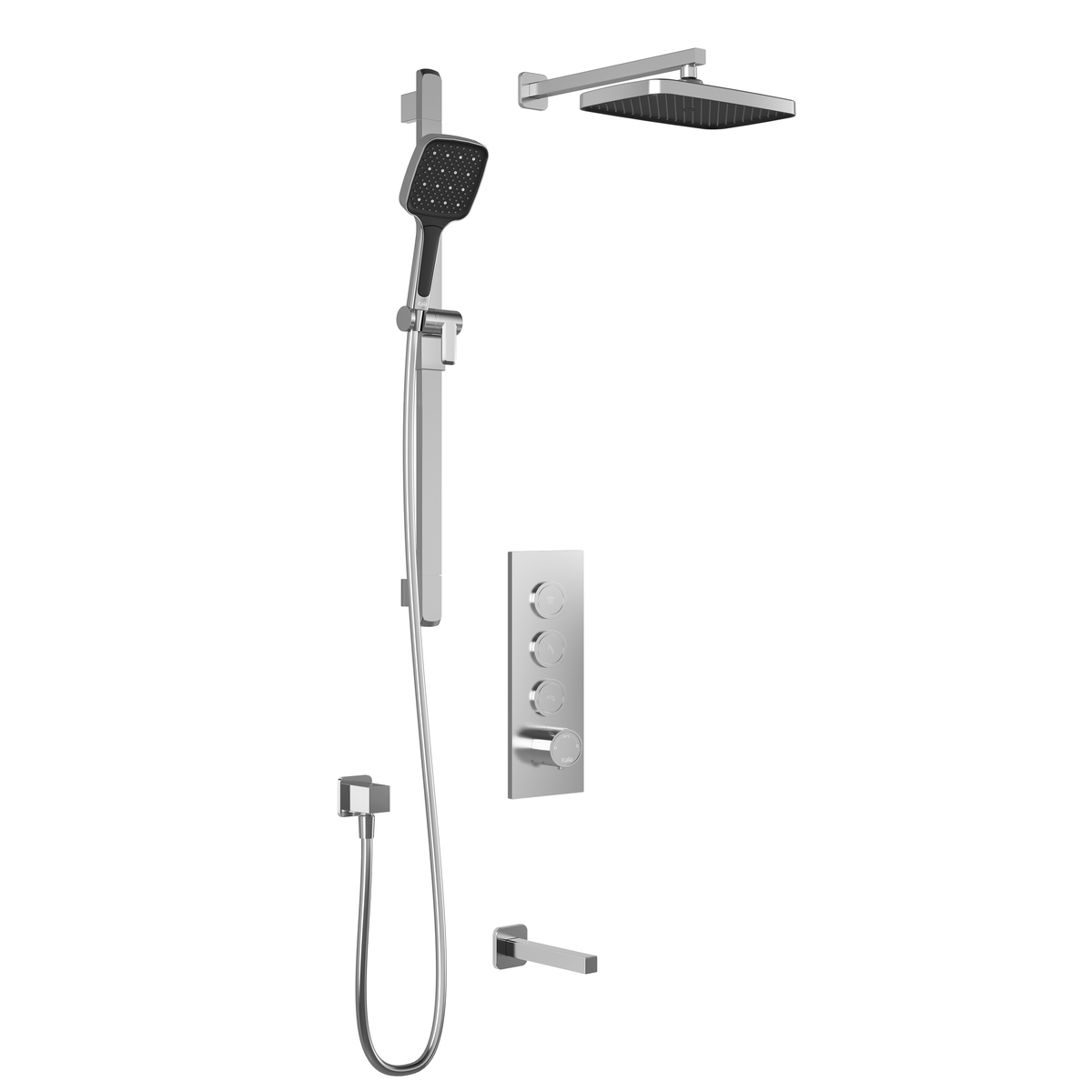 Kalia SquareOne TB3 PLUS (Valve Not Included) : AQUATONIK T/P Push-Button Shower System with Wallarm Chrome BF2071-110-100