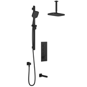 Kalia SquareOne TB3 PLUS (Valve Not Included) : AQUATONIK T/P Push-Button Shower System with Vertical Ceiling Arm Matte Black BF2071-160-101